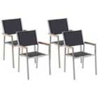 Beliani Set of 4 Garden Chairs GROSSETO Stainless Steel Black
