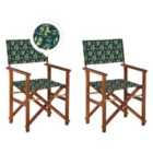 Beliani Set of 2 Garden Chairs CINE Acacia Wood Dark Green