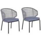 Beliani Set of 2 Garden Chairs with Cushions PALMI Metal Grey