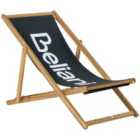 Beliani Acacia Folding Deck Chair Light Wood with Black ANZIO