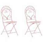 Beliani Set of 2 Garden Chairs ALBINIA Metal Pink
