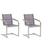 Beliani Set of 2 Garden Chairs COSOLETO Stainless Steel Grey