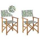 Beliani Set of 2 Garden Chairs CINE Acacia Wood White
