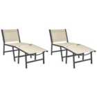 Beliani Set of 2 Garden Chairs MARCEDDI with Footstool Metal Beige