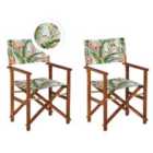 Beliani Set of 2 Garden Chairs CINE Acacia Wood Dark Brown