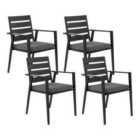 Beliani Set of 4 Garden Chairs with Cushions TAVIANO Metal Black