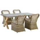 Beliani Garden Dining Set 4 Seater Maros/Olbia With Cushions Concrete Light Brown