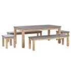 Beliani Garden Dining Set With Benches And Stools 8 Seater Ostuni Concrete Grey