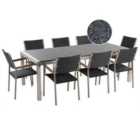 Beliani Garden Dining Set 8 Seater Grosseto Triple Plate Granite Polished Grey/ Black