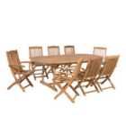 Beliani Garden Dining Set 8 Seater Maui Acacia Wood Light Brown