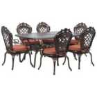 Beliani Garden Dining Set 6 Seater Lizzano With Cushions Metal Dark Brown