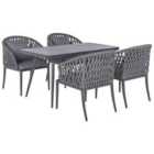 Beliani Garden Dining Set 4 Seater Lipari With Cushions Metal Grey