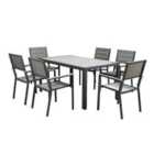Home Garden Direct Python - Garden Dining Set - Patio Table and 6 Chairs -Grey