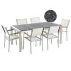 Beliani Garden Dining Set 6 Seater Grosseto Triple Plate Basalt Flamed Black/ White