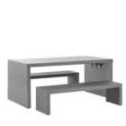Beliani Garden Dining Set With Benches 4 Seater Taranto Concrete Grey