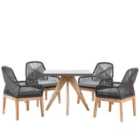 Beliani Garden Dining Set 4 Seater Olbia With Cushions Concrete Black