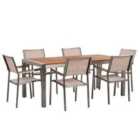 Beliani Garden Dining Set 6 Seater Grosseto Eucalyptus Wood Brown/ Beige