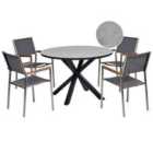 Beliani Garden Dining Set 4 Seater Maletto/Grosseto Metal Marble Effect Grey