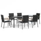 vidaXL 7 Piece Garden Dining Set Black Textilene and Steel