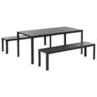 Beliani Garden Dining Set With Benches 6 Seater Nardo Black