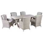 Beliani Garden Dining Set 6 Seater Cascais With Cushions Pe Rattan Beige
