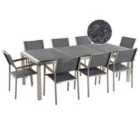 Beliani Garden Dining Set 8 Seater Grosseto Triple Plate Granite Flamed Black/ Grey