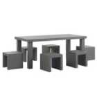 Beliani Garden Dining Set With Stools 6 Seater Taranto Concrete Grey