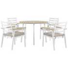 Beliani Garden Dining Set 4 Seater Cavoli With Cushions Metal Beige