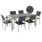 Beliani Garden Dining Set 6 Seater Grosseto Triple Plate Basalt Flamed Black