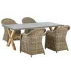 Beliani Garden Dining Set 4 Seater Susua/Olbia With Cushions Concrete Light Brown