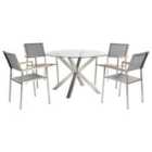 Beliani Garden Dining Set 4 Seater Maletto/Grosseto Stainless Steel Silver
