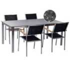 Beliani Garden Dining Set 4 Seater Cosoleto/Grosseto Tempered Glass Granite Effect Black