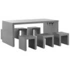 Beliani Garden Dining Set With Stools 6 Seater Taranto Concrete Grey