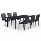 vidaXL 7 Piece Garden Dining Set Black