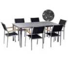 Beliani Garden Dining Set 6 Seater Cosoleto/Grosseto Tempered Glass Granite Effect Black