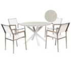 Beliani Garden Dining Set 4 Seater Maletto/Grosseto Metal Marble Effect White/ Beige