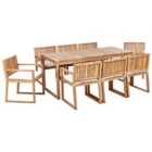 Beliani Garden Dining Set 8 Seater Sassari Ii With Cushions Certified Acacia Wood Off-white