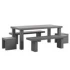 Beliani Garden Dining Set With Benches And Stools 6 Seater Taranto Concrete Grey