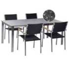 Beliani Garden Dining Set 4 Seater Cosoleto/Grosseto Tempered Glass Granite Effect Black