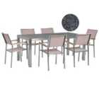Beliani Garden Dining Set 6 Seater Grosseto Granite Polished Grey/ Beige
