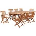 Beliani Garden Dining Set 8 Seater Maui Ii Acacia Wood Light Brown