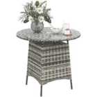 Outsunny Patio Furniture Rattan Garden Table with Umbrella Hole, Grey