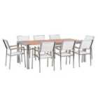 Beliani Garden Dining Set 8 Seater Grosseto Eucalyptus Wood Brown/ White