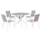 Beliani Garden Dining Set 4 Seater Maletto/Busseto Metal Marble Effect Grey