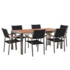 Beliani Garden Dining Set 6 Seater Grosseto Eucalyptus Wood Brown/ Black