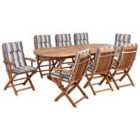 Beliani Garden Dining Set 8 Seater Maui Ii With Cushions Acacia Wood Multicolour