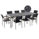 Beliani Garden Dining Set 8 Seater Grosseto Triple Plate Granite Flamed Black