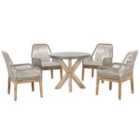 Beliani Garden Dining Set 4 Seater Olbia With Cushions Concrete Beige