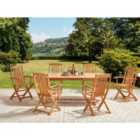 Beliani Garden Dining Set 6 Seater Maui Ii Acacia Wood Light Brown