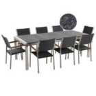Beliani Garden Dining Set 8 Seater Grosseto Triple Plate Granite Flamed Black